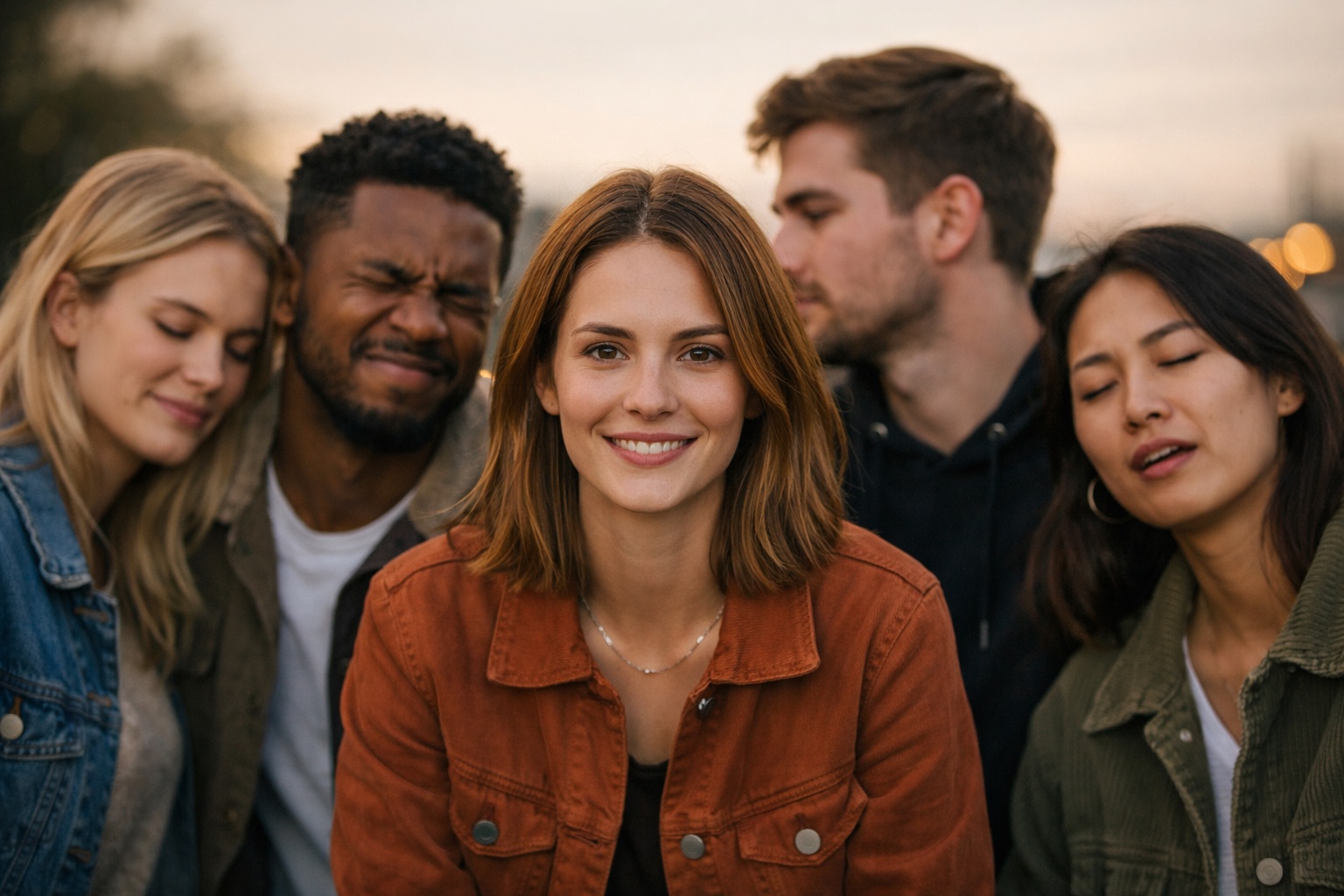 Group photo where some people are blinking — the problem Unblink solves